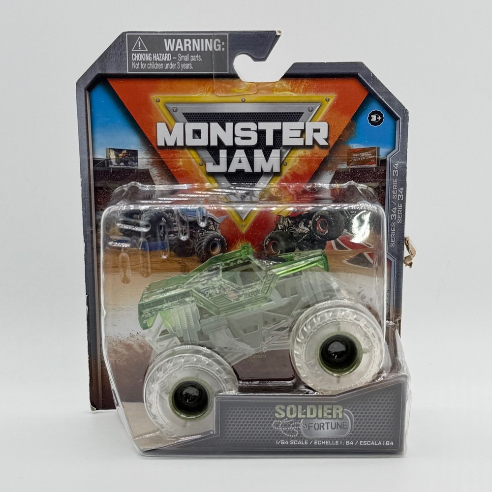 Monster Jam Soldier Fortune Chase 1:64 Spin Master Diecast Truck Clear Wheels NE